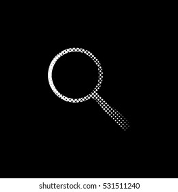 Search - white vector icon;  halftone illustration