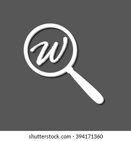 Search - white vector icon  with shadow