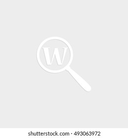 Search - white vector  icon with shadow