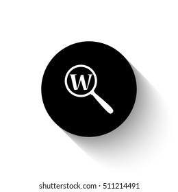 Search - white vector  icon with shadow