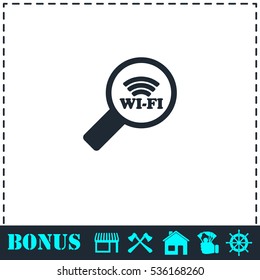 Search wi-fi connection icon flat. Simple vector symbol and bonus icon