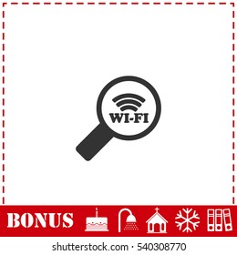 Search wi-fi connection icon flat. Simple vector symbol and bonus icon