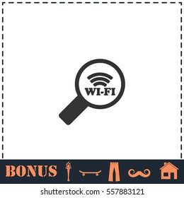 Search wi-fi connection icon flat. Simple vector symbol and bonus icon