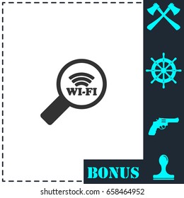 Search wi-fi connection icon flat. Simple vector symbol and bonus icon