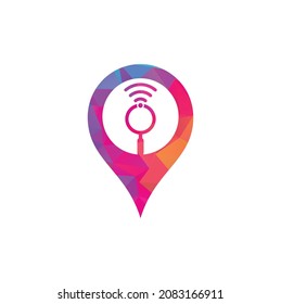 Search wifi gps shape concept logo vector. Wifi finder vector logo template icon