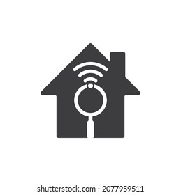 Search wifi home shape concept logo vector. Wifi finder vector logo template icon