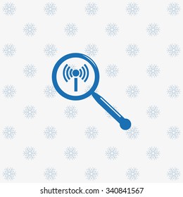 Search wi-fi network. icon. vector design background with snowflakes