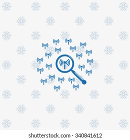 Search wi-fi network. icon. vector design background with snowflakes