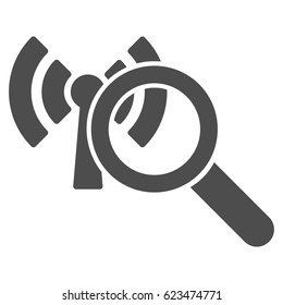 Search Wi-Fi Network vector icon. Illustration style is a flat iconic grey symbol on a white background.