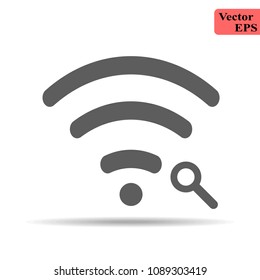 Search wifi signal icon vector isolated on white background. Lupe symbol for your design, logo, application, UI.