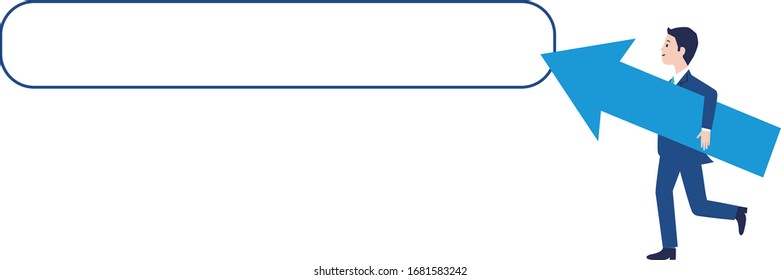 search window and businessman holding cursor,vector illustraiton,blue background