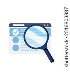 Search window with magnifying glass icon stock illustration