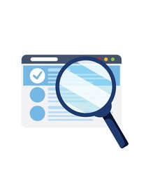 Search window with magnifying glass icon stock illustration