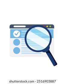 Search window with magnifying glass icon stock illustration