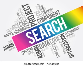 SEARCH word cloud collage, technology concept background