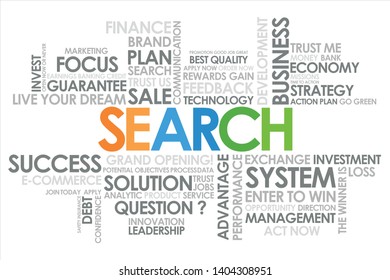 Search in word cloud and white background