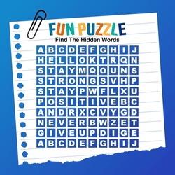 Search Word, Puzzle Find The Hidden Words, Puzzle Cross Words Vector Illustration, Fun Games