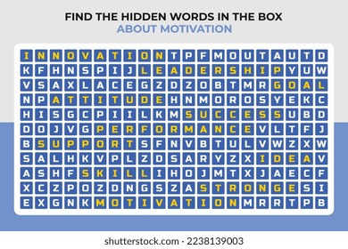 Search word, Puzzle find the hidden words, puzzle cross words Vector illustration, fun games