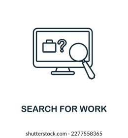 Search For Work line icon. Monochrome simple Search For Work outline icon for templates, web design and infographics