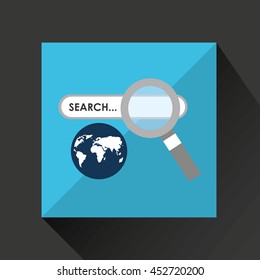 search in a world map icon, vector illustration