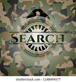 Search written on a camo texture