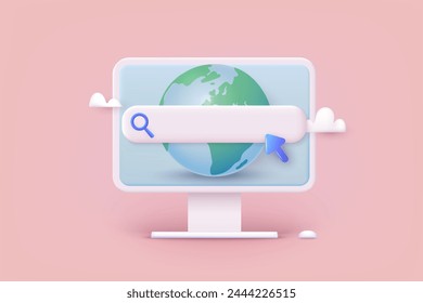 Search WWW sign. Address and navigation bar icon. Web hosting technology. Browser search website page. 3D Web Vector Illustrations. 