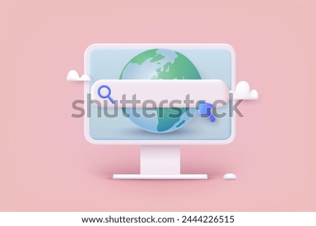 Search WWW sign. Address and navigation bar icon. Web hosting technology. Browser search website page. 3D Web Vector Illustrations. 