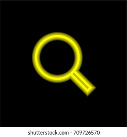 Search yellow glowing neon ui ux icon. Glowing sign logo vector