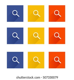 Search zoom Icon set on the white background in flat design style. Vector Illustration for web.