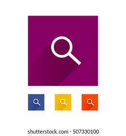Search zoom Icon set on the white background in flat design style. Vector Illustration for web.