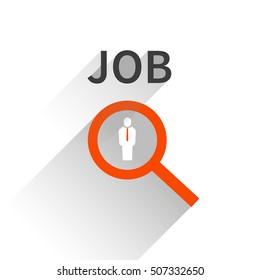 Search zoom Icon set on the white background in flat design style. Vector Illustration for web.