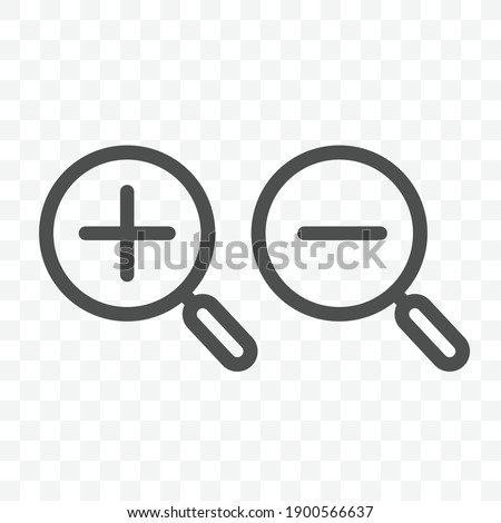 Search zoom in and out icon vector illustration isolated sign symbol - black and white style in transparent background.