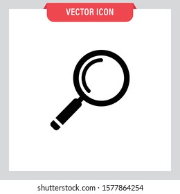 Search and zoom vector icon. Magnifier glass pictogram.