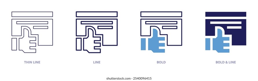 Searches like icon in 4 different styles. Thin Line, Line, Bold, and Bold Line. Duotone style. Editable stroke.