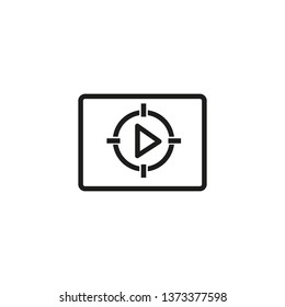 Searching for advertising line icon. Video, online, media. Multimedia concept. Can be used for topics like browsing, marketing, aiming