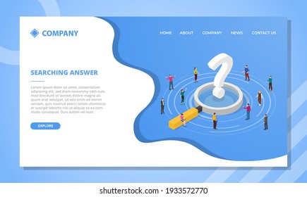 searching answer concept for website template or landing homepage design with isometric style