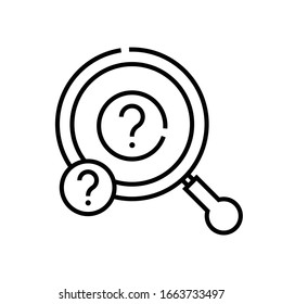 Buscando icono de línea de respuesta, signo de concepto, ilustración de vector de contorno, símbolo lineal.