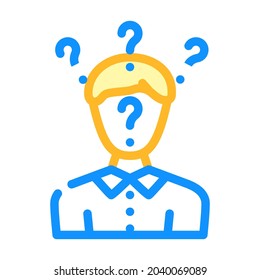 searching answers male color icon vector. searching answers male sign. isolated symbol illustration