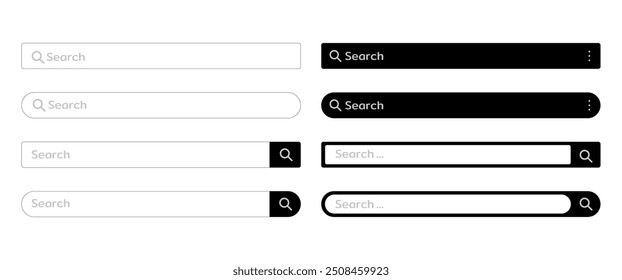 Searching Bar and Dicovery Tab vector Collectiondesign, Black Exploration Tab on website, Modern Internet Graphic element for Presentation, Mock up, and Templates, Vector stock (Editable)