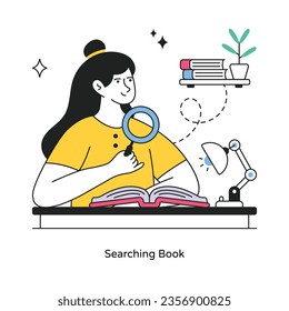 Searching Book abstract concept vector in a flat style stock illustration