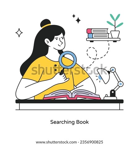 Searching Book abstract concept vector in a flat style stock illustration