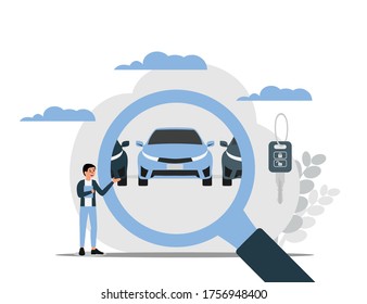 Searching Buy and Rent Car Flat Illustration