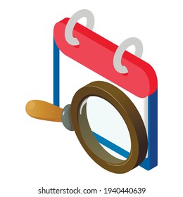 Searching calendar icon. Isometric illustration of searching calendar vector icon for web