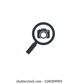 searching camera icon vector logo template