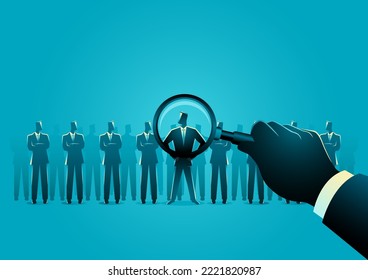 Searching for candidate, recruitment and employment concept, vector illustration