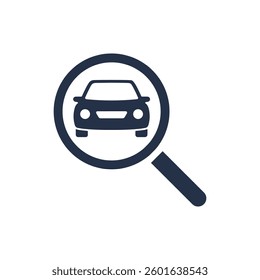 Searching for car icon. Solid glyph series icon