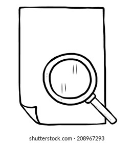 searching / cartoon vector and illustration, black and white, hand drawn, sketch style, isolated on white background.