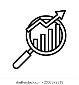 Searching charts line icon, Marketing Research icon, vector illustration on white background