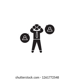 Searching concept black vector concept icon. Searching concept flat illustration, sign