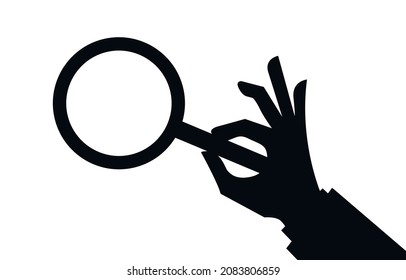 Searching concepts with hand using magnifying glass on white background